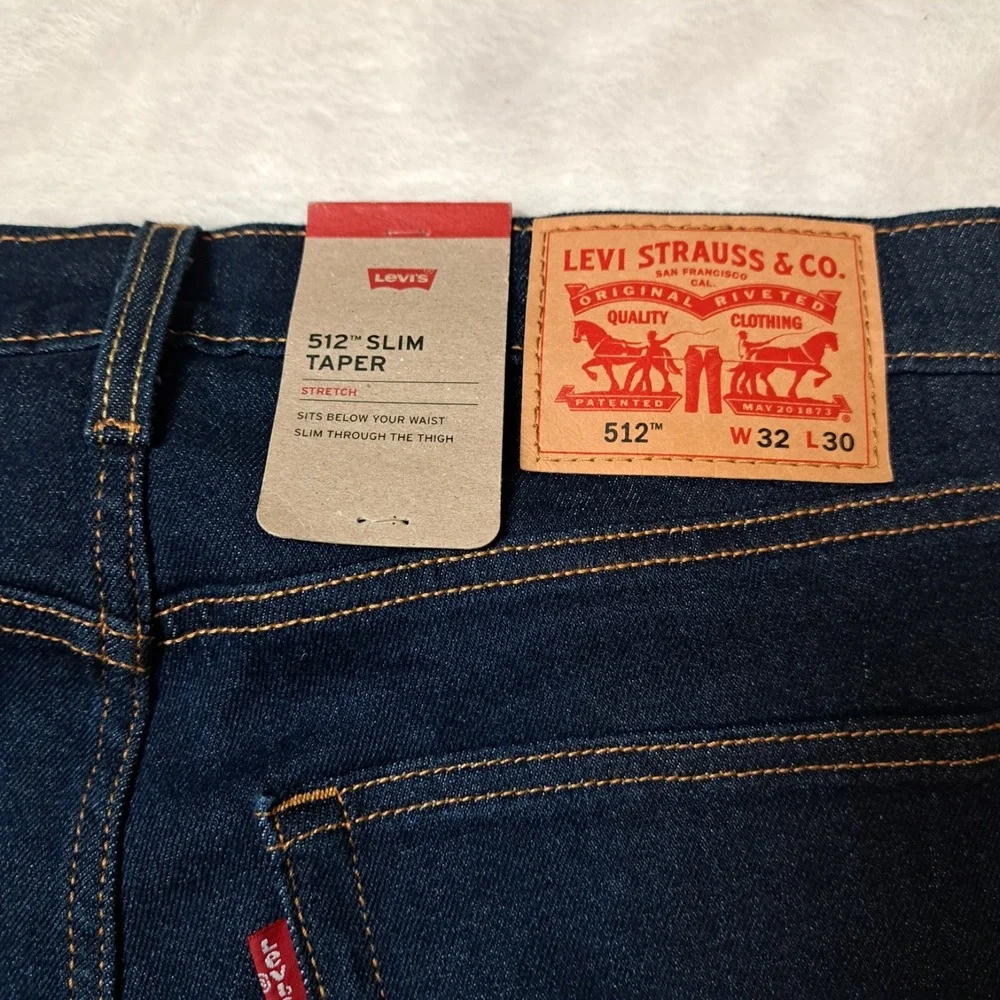 Levi's 512 Men's Slim Taper Fit Stretch Denim Dark Blue Jeans Size 32x30